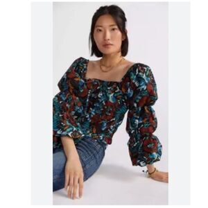 Anthropologie Porridge Tiered Poplin Multicolor Blouse size L